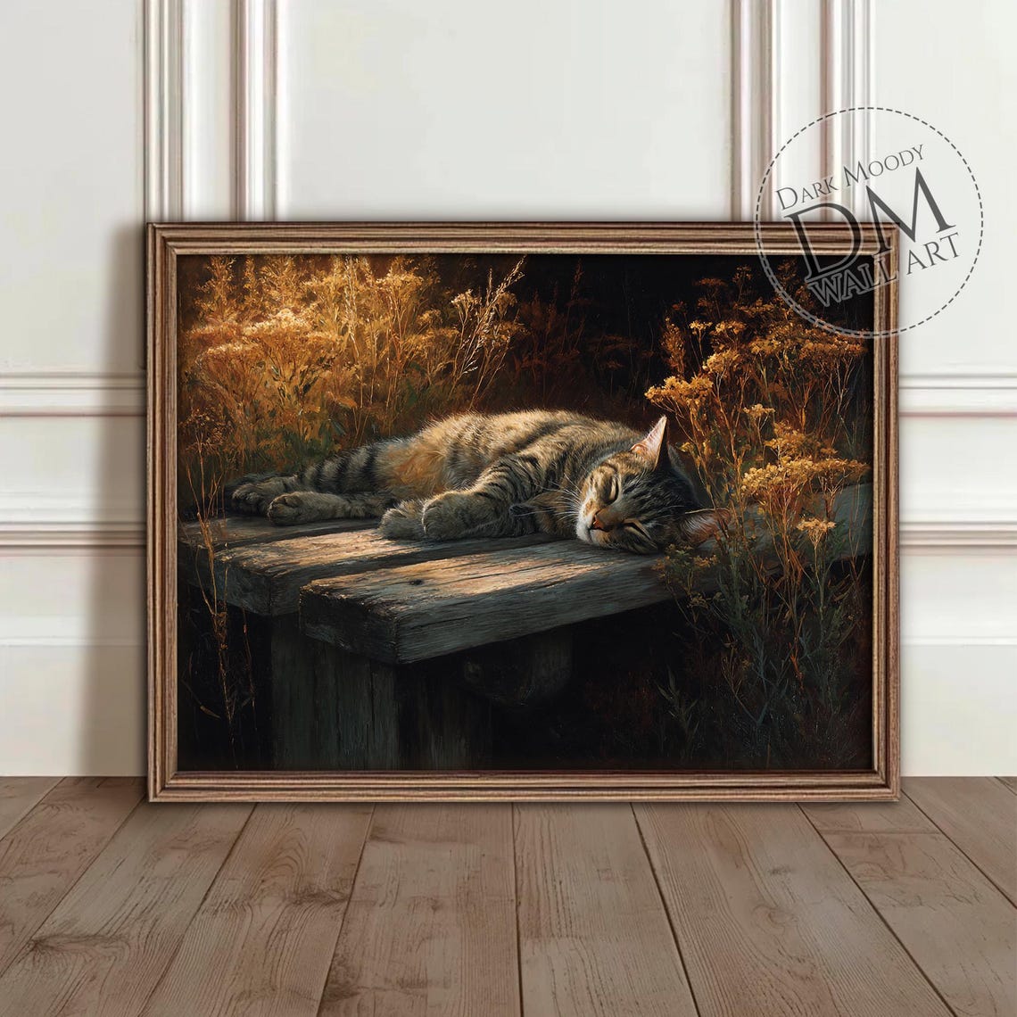 Autumn Tabby Cat Print, Moody Wall Art, Rustic Animal Portrait Print ...