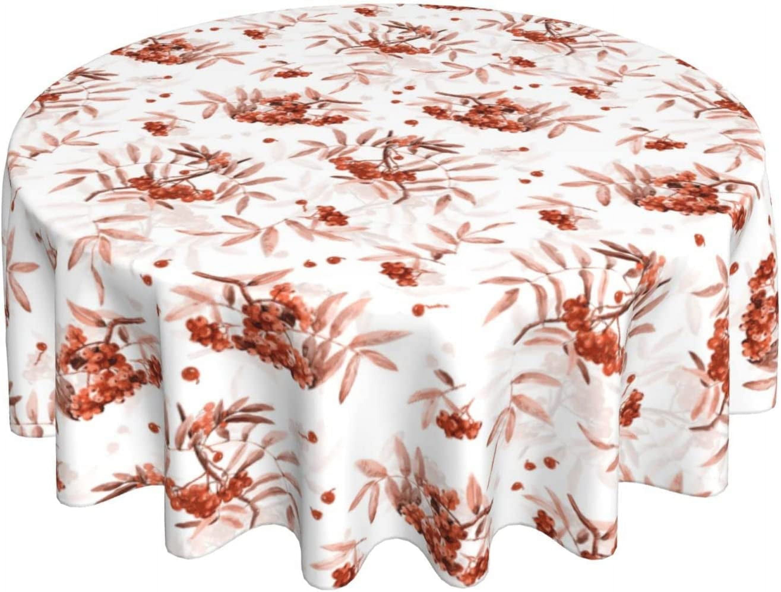 Autumn Tablecloth Round Tablecloth 60 Inch Washable Reusable Fall Leaf Table Cloth for Holiday