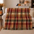 thumbnail image 1 of Autumn Tartan Plaid Living Room, Festive autumn celebration Scene, Warm Flannel Blanket for Living Room and Family Room with Detailed Artwork, Art Lovers autumn celebration Gift, Festive Home Decor, 1 of 9