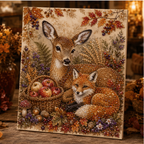 Autumn & Thanksgiving DIY Diamond Painting Kit, Harvest Scene Options, Relaxing Beginner Diamond Art for Tabletop & Mantel Display