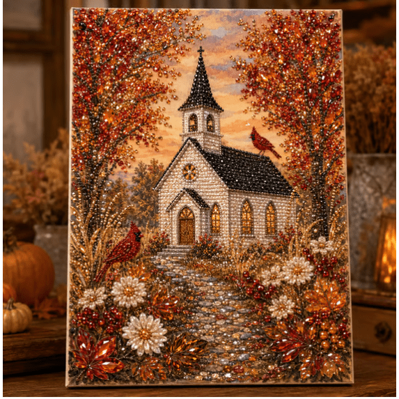 Autumn & Thanksgiving DIY Diamond Painting Kit, Harvest Scene Options, Relaxing Beginner Diamond Art for Tabletop & Mantel Display