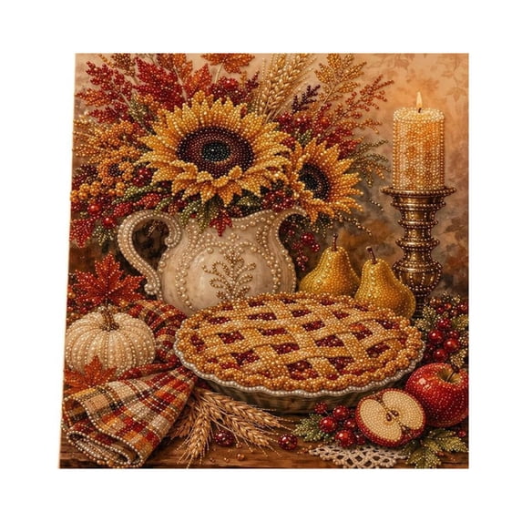 Autumn Thanksgiving DIY Pearl Diamond Art Kit for Adults, Fall Harvest Bead Painting Craft Set, Beginner Friendly Handmade Artwork, Exquisite Seasonal Home Decor E