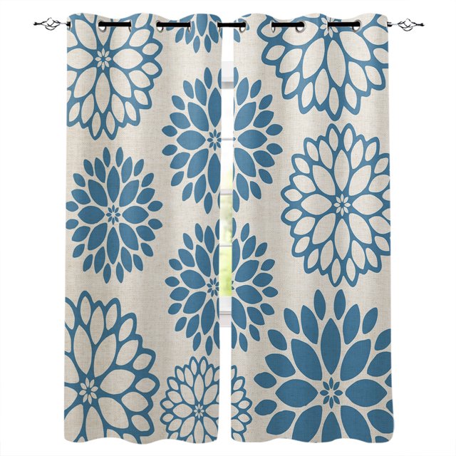 Autumn Thanksgiving Dahlia Vintage Flowers Curtains In The Bedroom