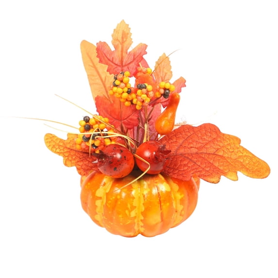 Autumn Thanksgiving Decorations Pumpkin with Artificial Flowers for Table Kitchen Home