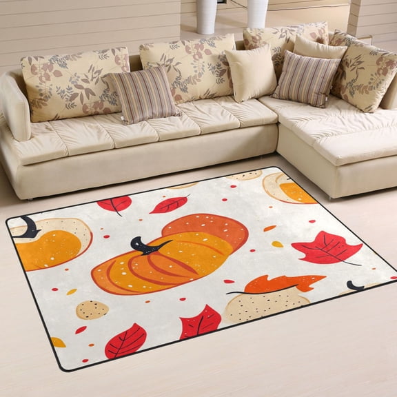 Autumn Thanksgiving Elements Soft Polyester Area Rug 31''x20'', Non Slip, Memory Foam, Water Absorbent