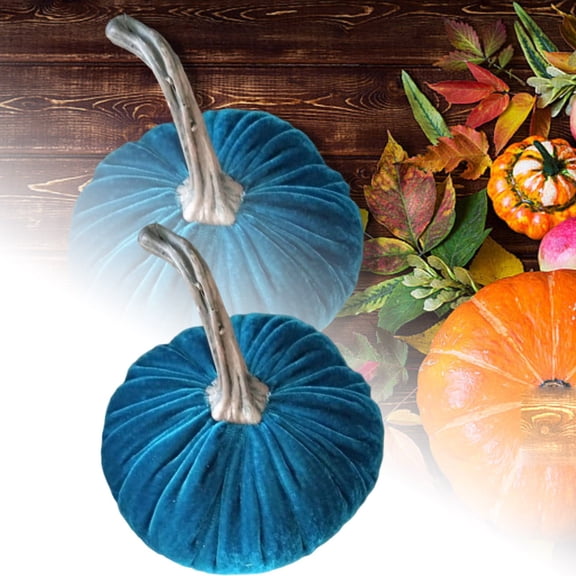 Autumn Thanksgiving Fall Pumpkin Decor Elegant Velvet Desktop Ornament Sturdy Construction Neutral Style for Dining Mantle Entryway Home Festive Display
