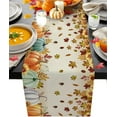 Autumn Thanksgiving Linen Table Runners Fall Maple Leaves Pumpkin Table
