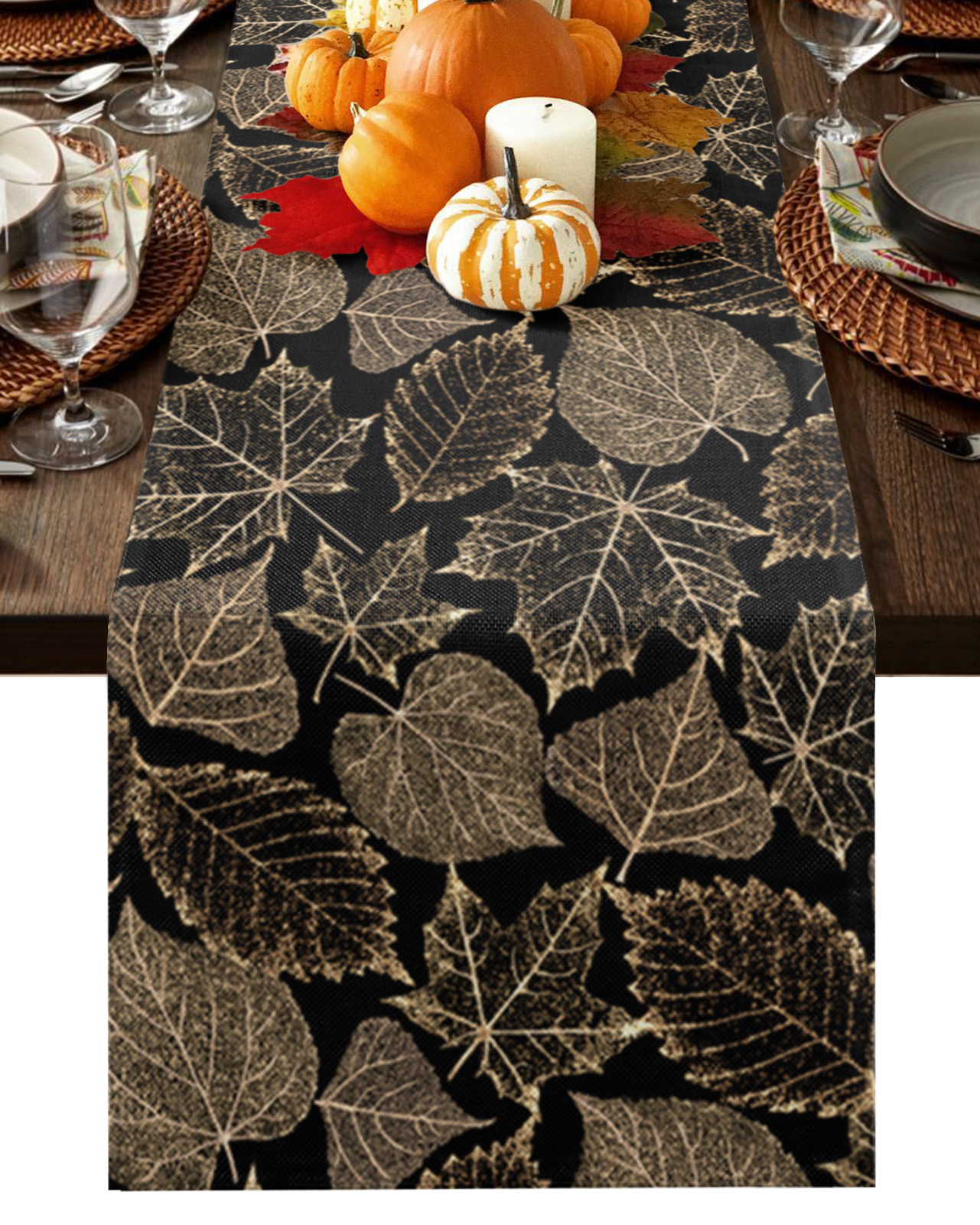 Autumn Thanksgiving Maple Leaf Table Runner Home Wedding Table Flag Mat ...