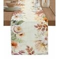 Autumn Thanksgiving Plant Leaves Flower Beige Letter Table Runners for