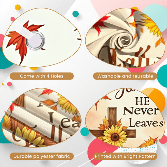 Autumn Theme Fall for Jesus Religious Banner Wooden Cross Sunflower Design for Church Decoration Event Worship