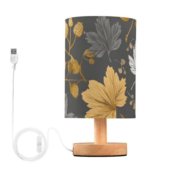 Autumn Theme Falling Maple Leaves Table Lamp with USB Port LED Warm Light Lamp Night Light Home Decor