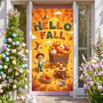 thumbnail image 1 of Autumn Theme Hello Fall Banner Thanksgiving Decor Maple Leaves Decoration Squirrel Pumpkin for Seasonal Celebration Outdoor Decor Indoor Decor, 1 of 9