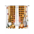 thumbnail image 1 of Autumn Theme Sheer Curtains 2 Panels Set Retro Pumpkin Gnome Floral Plaid Lihgt Filtering Rod Pocket Voile Drape, Semi Sheer Window Curtains for Bedroom Living Room, 52"x63", 1 of 5