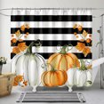 AutumnThemed Bathroom Decor Set with Stylized Pumpkins Floral Patterns