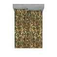 thumbnail image 1 of Autumn Themed Fitted Sheet & Pillow Sham Set, Grunge Inspired Fall Leaves Greenery Art Melancholic Aura Print, Decorative Printed 3 Piece Bedding Decor, Full, Apple Green Pale Coffee, by Ambesonne, 1 of 2