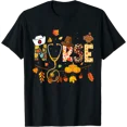 thumbnail image 1 of Autumn-Themed Nurse Thanksgiving T-Shirt for Health Workers Featuring Fall Graphics, 1 of 5