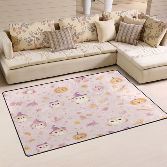 Autumn Themed Owl Soft Polyester Area Rug 31''x20'', Non Slip, Memory Foam, Water Absorbent