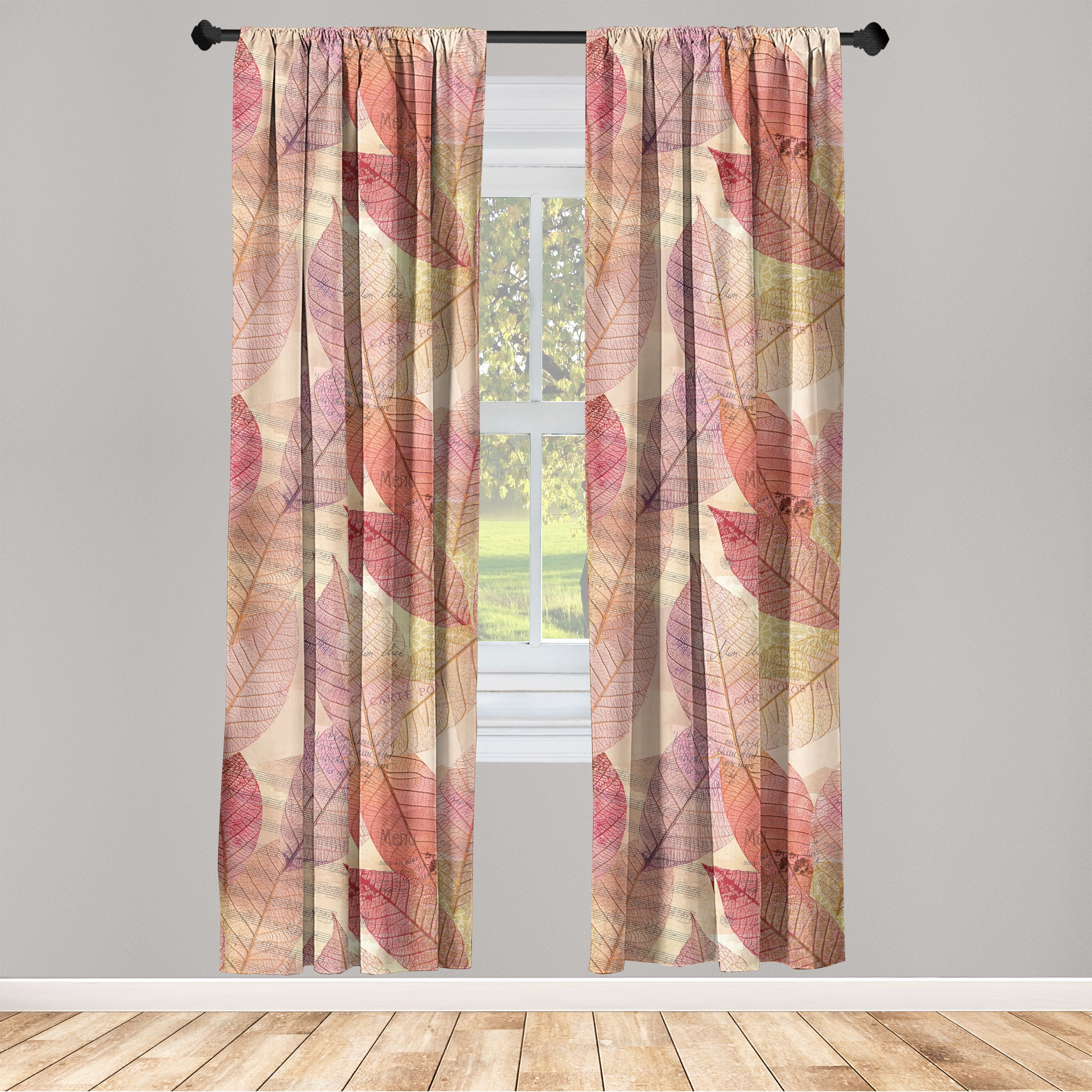 Autumn Themed Window Curtains, Fall Color Palette Melancholic Leafy ...