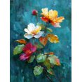 thumbnail image 1 of Autumn Three Flower Canvas Wall Art, Fall Leaf Oil Painting, Seasonal Home Wall Decor, 1 of 8