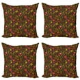 thumbnail image 1 of Autumn Throw Pillow Cushion Case Pack of 4, Continuous Pattern of Colorful Botanical Beauty Trees and Leaves, Modern Accent Double-Sided Print, 4 Sizes, Dark Brown Multicolor, by Ambesonne, 1 of 2