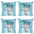 thumbnail image 1 of Ambesonne Autumn Throw Pillow Cover 4 Pack, Hello Rain Wording Umbrella, 24", Pale Blue Mauve, 1 of 2