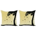 thumbnail image 1 of Ambesonne Autumn Throw Pillow Cover 2 Pack, Tree with Falling Leaves, 20", Mustard Black, 1 of 5