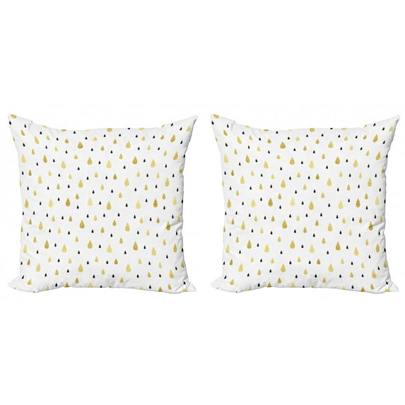 Ambesonne Autumn Throw Pillow Cover 2 Pack, Raindrops Glimmer, 16", Mustard Black White