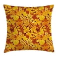 thumbnail image 1 of Autumn Throw Pillow Cushion Cover, Shady Fall Oak Maple Tree Leaves on Faded Tones Seasonal Foliage Artwork, Decorative Square Accent Pillow Case, 24 X 24 Inches, Earth Yellow Marigold, by Ambesonne, 1 of 2