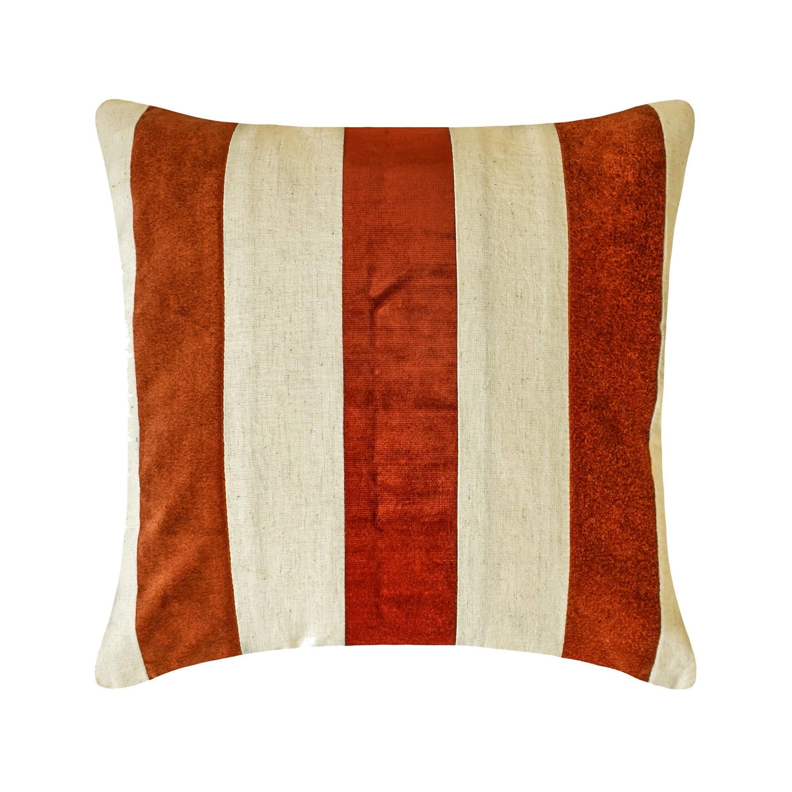Autumn Throw Pillow covers Orange 26"x26" (65x65 cm) Velvet & Linen Patchwork, Striped, Color Block, Halloween, Fall, Autumn Decor, Fall Home Décor Pillowcase, Modern - Velvet Band Orange