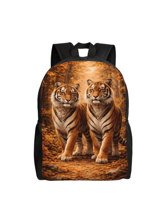 Autumn Tigers Backpack Full Front Print Travel Laptop Bag for Men and Women