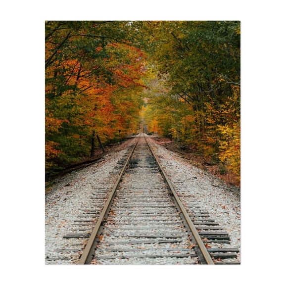 Autumn Tracks - Campton New Hampshire Photography Railroad Autumn Landscape Nature Scenic Woods Forest Unframed Wall Art Print 36 x 48 inches