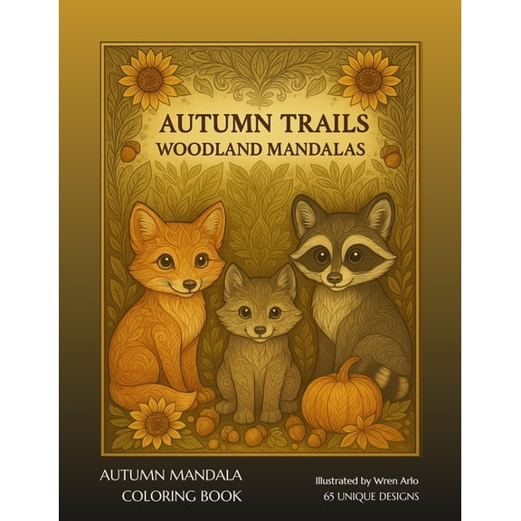 Autumn Trails: Woodland Mandalas: 65 Calming Fall-Themed Designs Featuring Forest Animals, Pumpkins, Sunflowers & Ma, (Paperback)