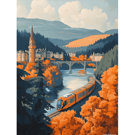 Autumn Train Landscape Canvas Print/Wall ArtSuitable for Living RoomBedroomOfficeDining Roomand Hotel Decoration