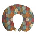 thumbnail image 1 of Autumn Travel Pillow Neck Rest, Colorful Round Leaves Artwork Seasonal Repetition Creative Nature Composition, Memory Foam Traveling Accessory Airplane and Car, 12", Multicolor, by Ambesonne, 1 of 2