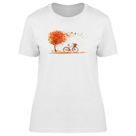 Autumn Tree And Bicycle T-Shirt Women -Image by Shutterstock, Female Large