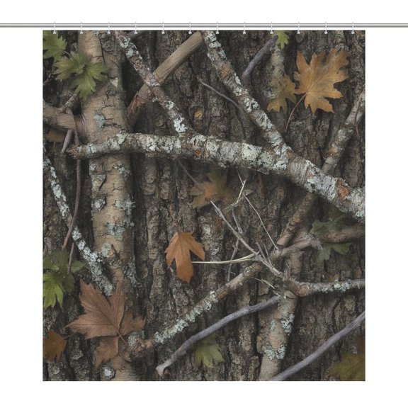 Autumn Tree Bark Print Shower Curtain Bathtub Decor Bathroom Fabric Waterproof Curtains Shower