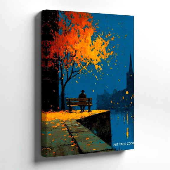 Autumn Tree Cityscape Wall Art Print, Landscape Decor