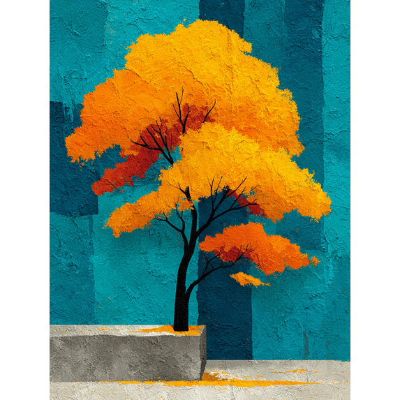 Autumn Tree Landscape Canvas Print, Abstract Nature Art, Modern Living Room Home Wall Decor