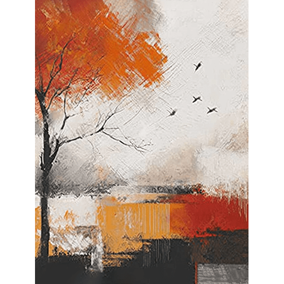 Autumn Tree Landscape Canvas Wall ArtSuitable for Living RoomBedroomOfficeDining Room and Hallway Decoration.