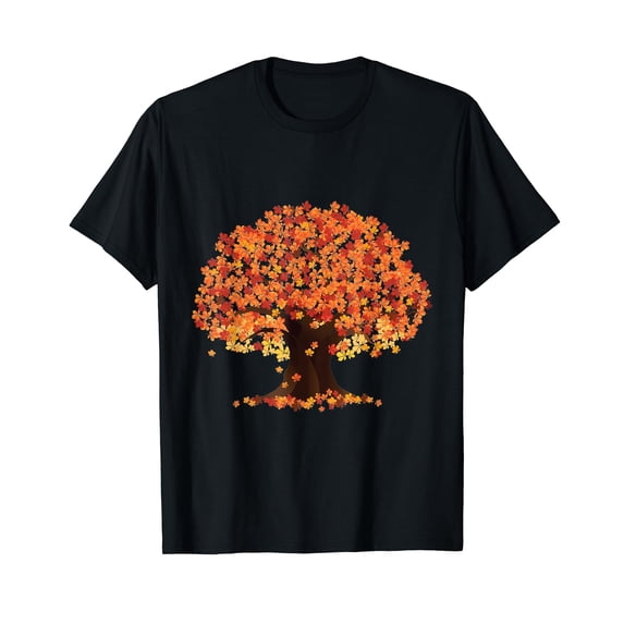 Autumn Tree Leaves Nature Forest Fall For Men Black T-Shirt