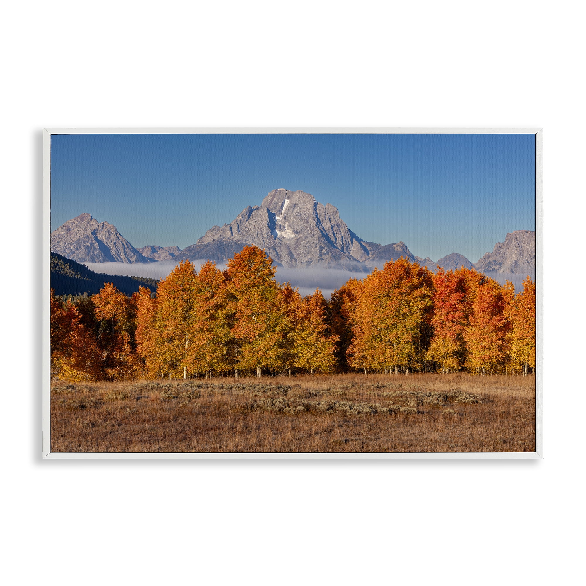 Autumn Tree Line With Mountain White Framed Giclee Art, design by Shelley Carlisle