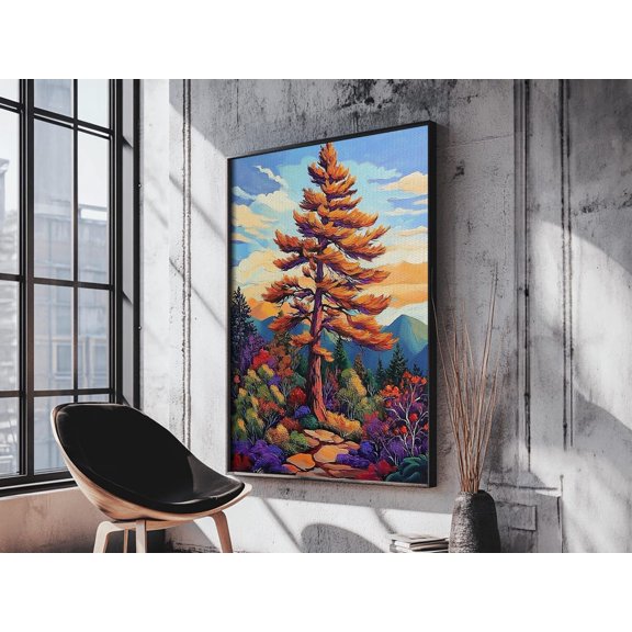 Autumn Tree Trail Cozy Fall Nature Wall Art Poster, Unframed Size 8x12