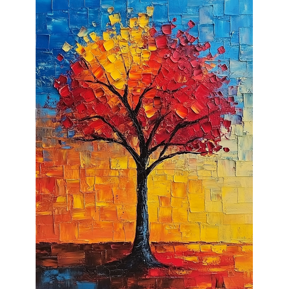 Autumn Tree Wall Art Canvas Painting Suitable for Living Room Bedroom Office Dining Room and Hallway Decoration.