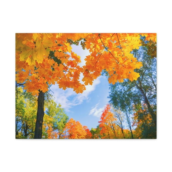 Autumn Tree With Orange Leaves Heart Nature Wilderness Photography Canvas Wall Art for Home Decor Ready-to-Hang