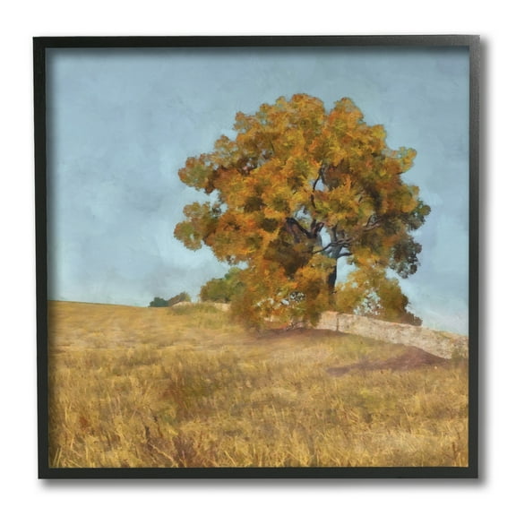 Stupell Industries Autumn Tree on Grassy Hill Country Landscape,12 x 12,Designed by Alonzo Saunders