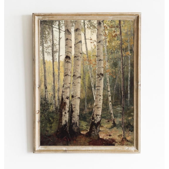 Autumn Trees Wall Art Print, Birch And Aspen Fall Landscape Decor