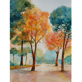 thumbnail image 1 of Autumn Trees Watercolor Canvas Print, Vibrant Fall Foliage for Living Room, Office, Apartment, 1 of 8