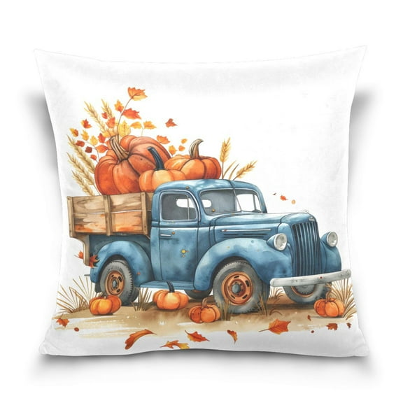 Autumn Truck with Pumpkins Throw Pillow Covers Couch Pillowcases Decor for Bed Sofa 16" x 16"