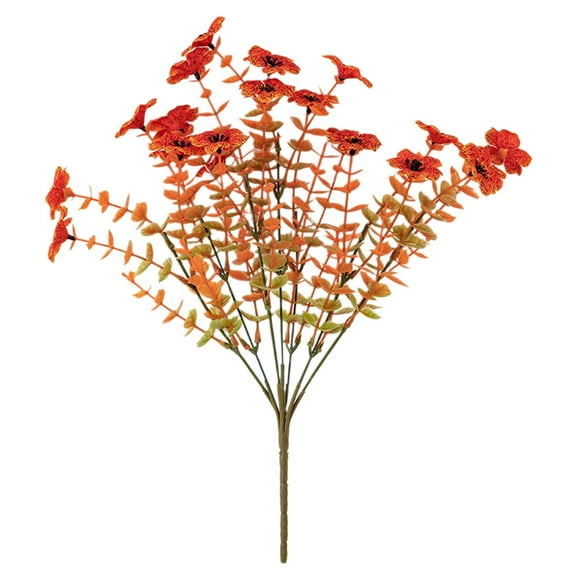 Autumn Trumpet Artificial Flower Violet Orange, Fall Flowers Artificial for Decoration Faux Fall Flowers Plants for Outdoors Looks Real for Front Door Porch Patio Garden Decor, 1 Artificial Flower