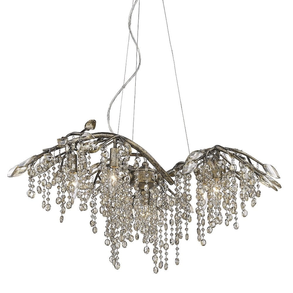 Mystic Gold Crystal Cascade 6-Light Chandelier